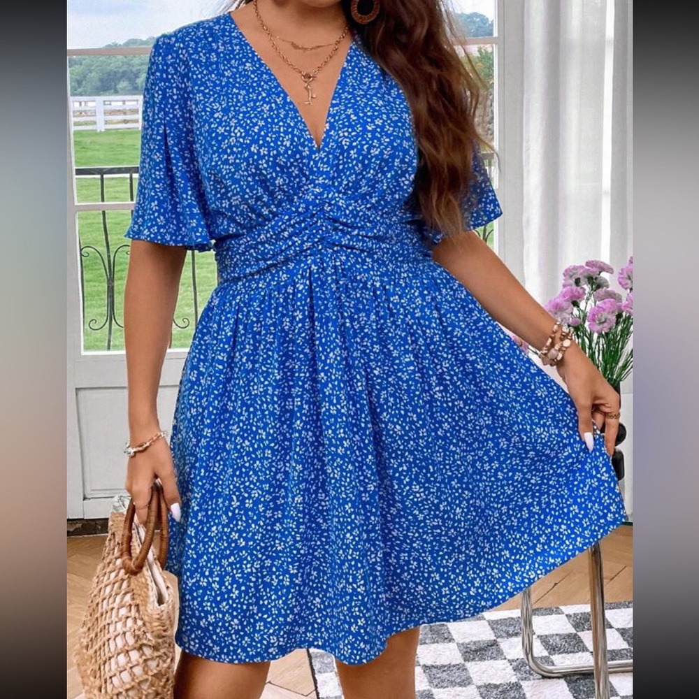 Boho floral print butterfly sleeve mini dress - Picture 7 of 13